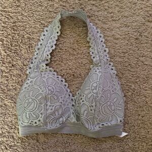Aeropostale Lace Halter Bralette - Light Gray